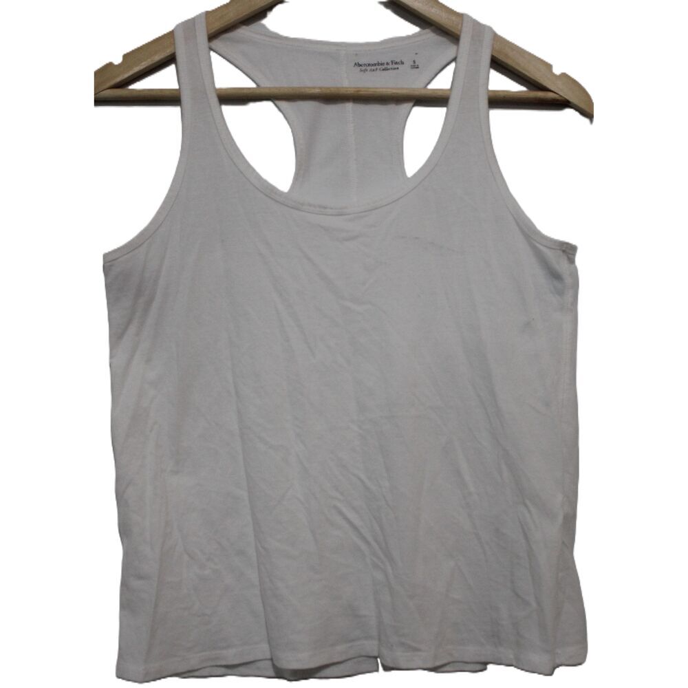 Womens Abercrombie & Fitch White Basic Sleeveless Round Neck Tank Top Size Small